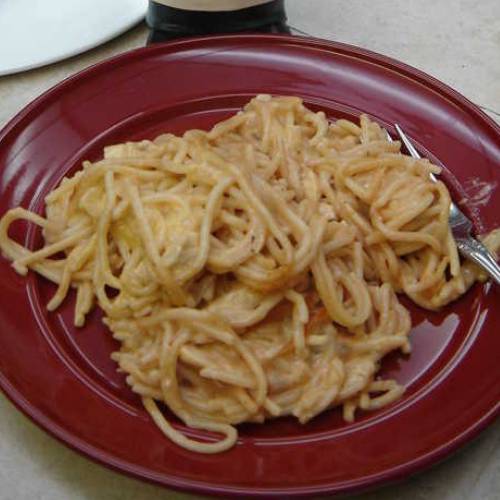 plate of chicken spaghetti