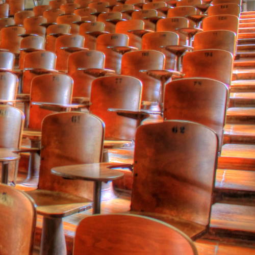 empty seats in college classroom