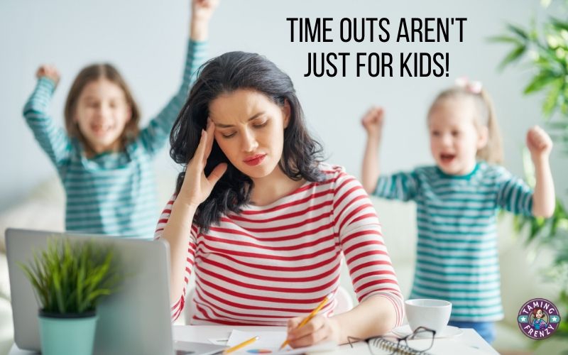 busy woman with demanding kids needs a mommy time out
