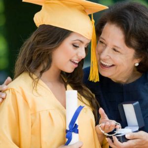 female graduate with grandmother