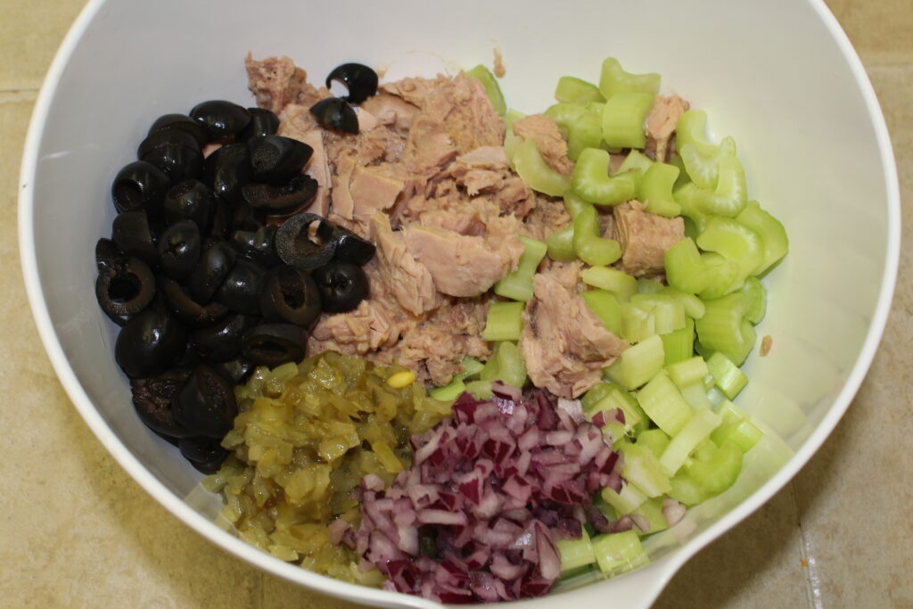 tuna burger ingredients ready to mix