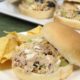 Tuna Burgers on a plate with chips