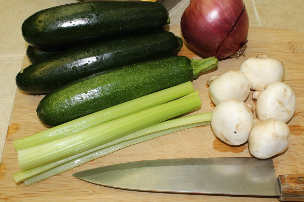 whole veggies for chicken zoodle soup