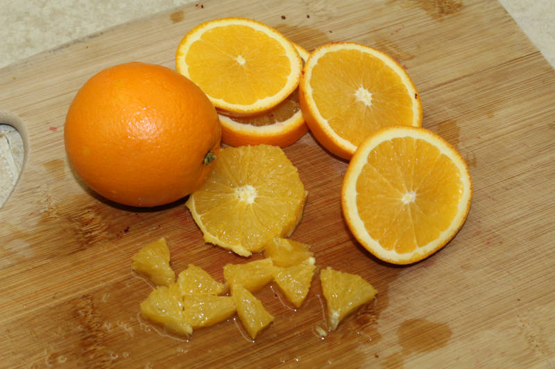 oranges on cutting board