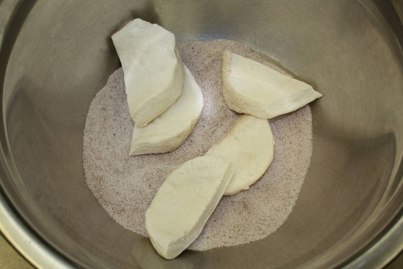 raw dough on top of sugar and spices